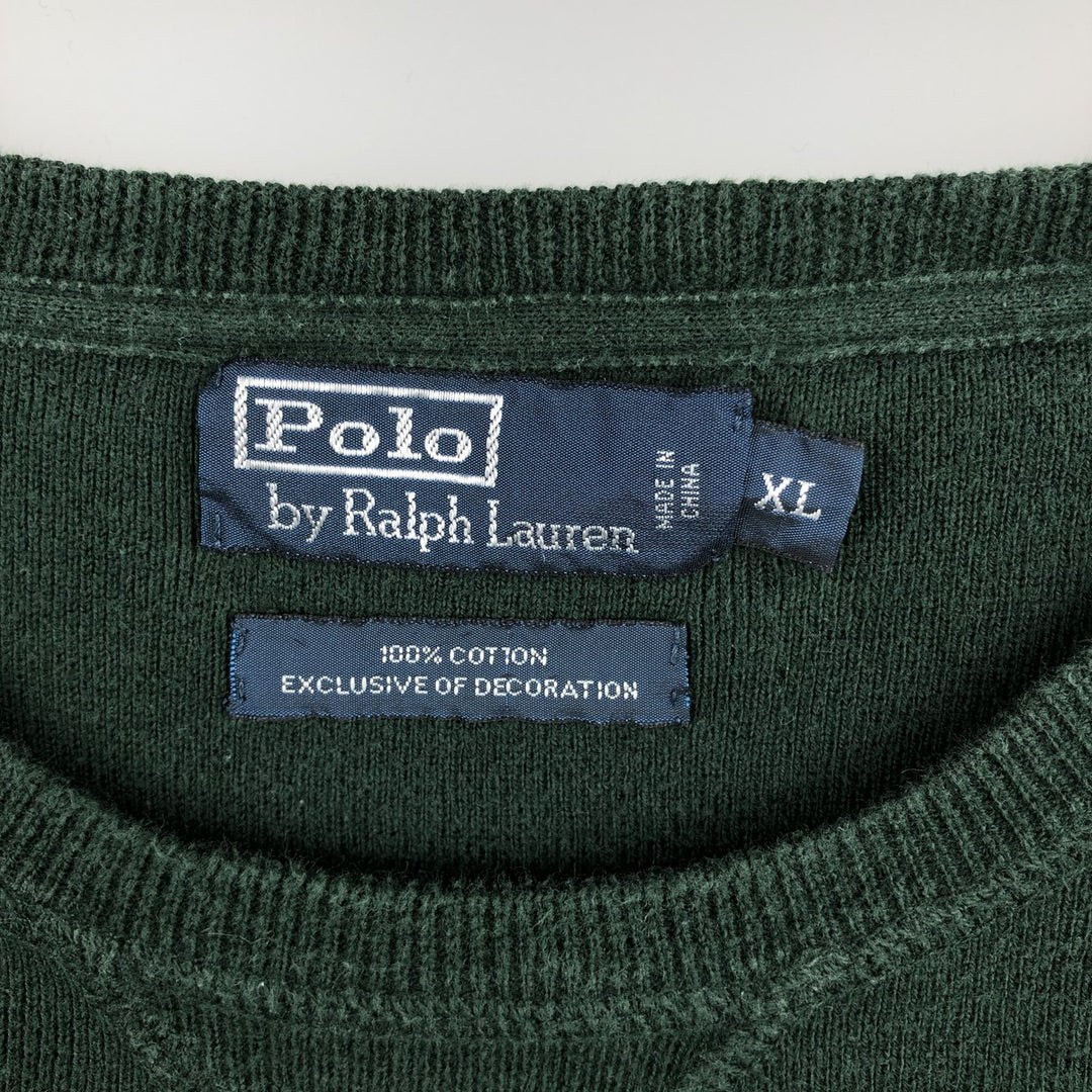 Ralph Lauren POLO by Ralph Lauren Cotton Knit Sweater Men's XL cotton Green type dark green Vintage Second Hand