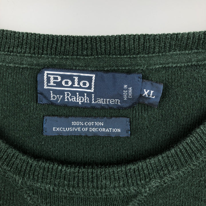 Ralph Lauren POLO by Ralph Lauren Cotton Knit Sweater Men's XL cotton Green type dark green Vintage Second Hand