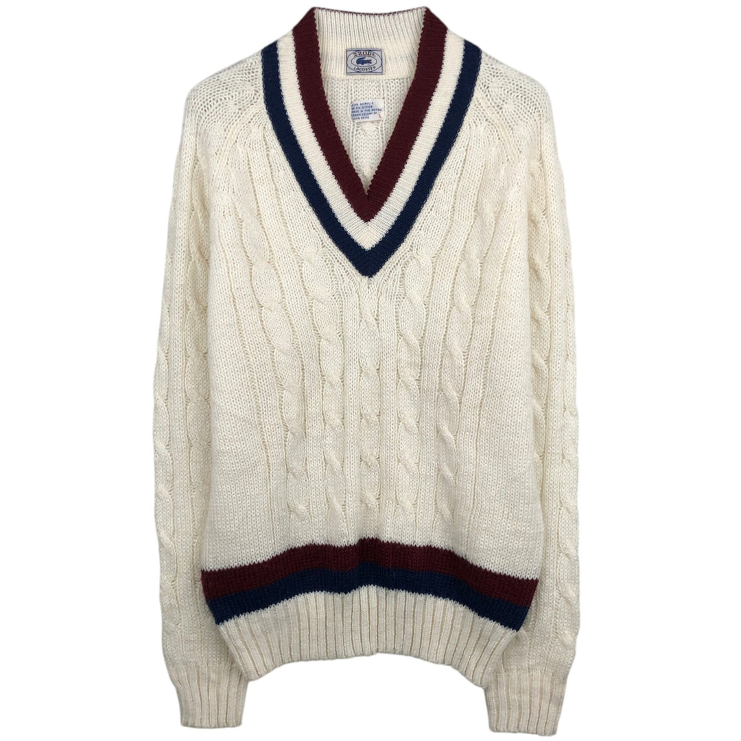70s-80'S Lacoste IZOD Tilden Knit Sweater, Men's Size L (approx.), Vintage acrylic white type Vintage Second Hand