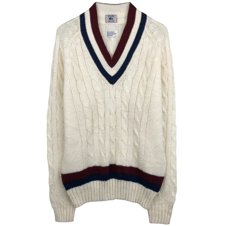 70s-80'S Lacoste IZOD Tilden Knit Sweater, Men's Size L (approx.), Vintage acrylic white type Vintage Second Hand