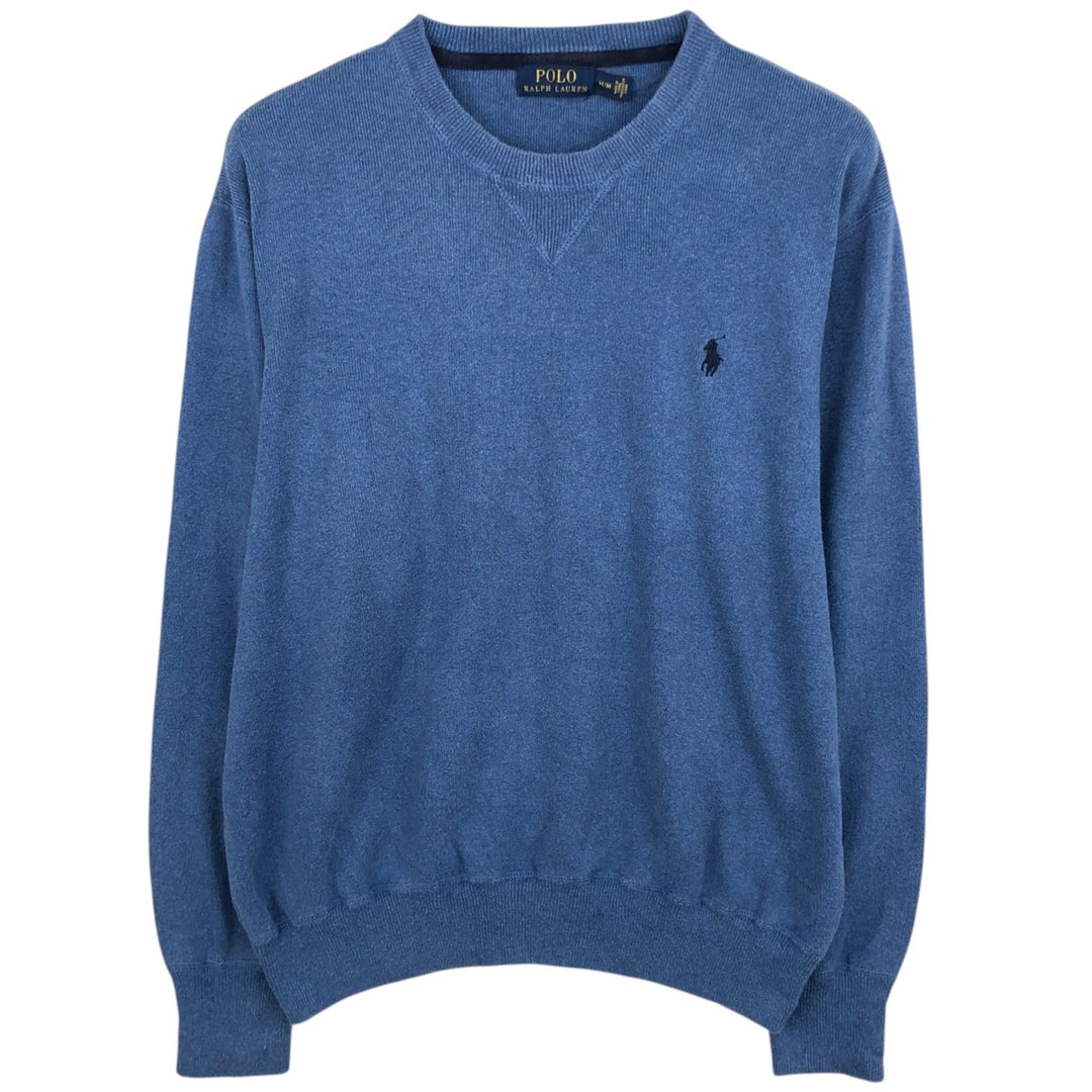 Ralph Lauren POLO RALPH LAUREN cotton knit sweater, men's size M cotton blue type Vintage Second Hand