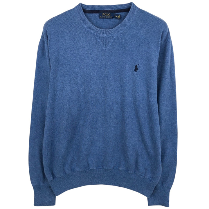 Ralph Lauren POLO RALPH LAUREN cotton knit sweater, men's size M cotton blue type Vintage Second Hand