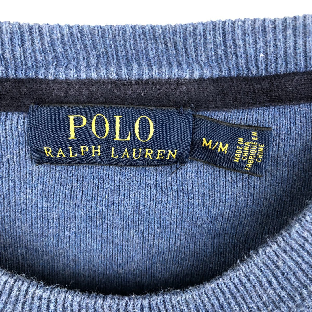 Ralph Lauren POLO RALPH LAUREN cotton knit sweater, men's size M cotton blue type Vintage Second Hand