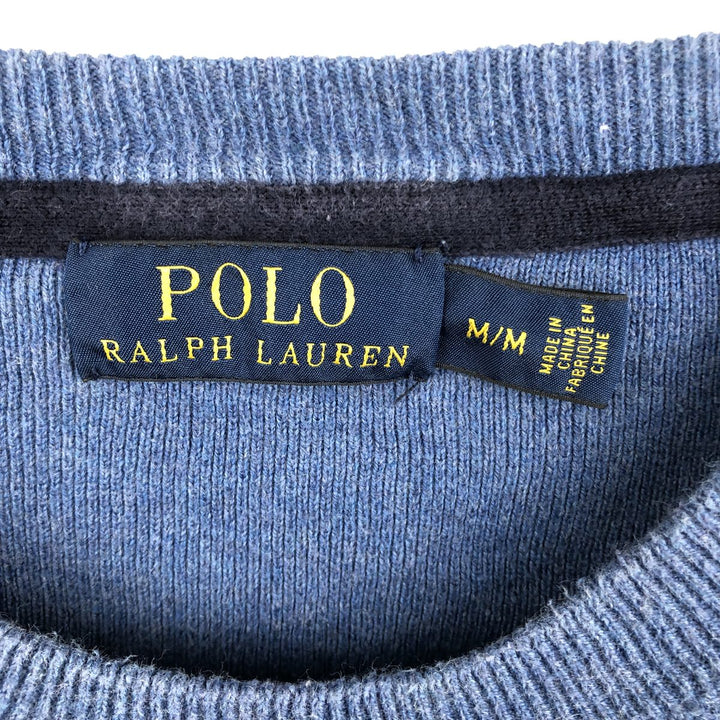Ralph Lauren POLO RALPH LAUREN cotton knit sweater, men's size M cotton blue type Vintage Second Hand