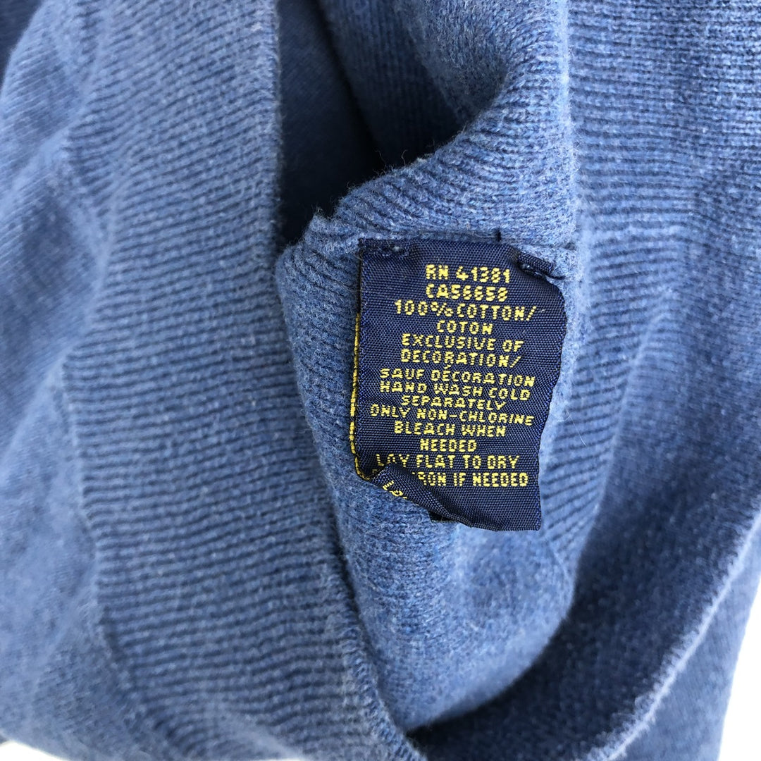 Ralph Lauren POLO RALPH LAUREN cotton knit sweater, men's size M cotton blue type Vintage Second Hand