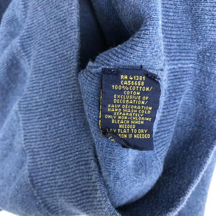 Ralph Lauren POLO RALPH LAUREN cotton knit sweater, men's size M cotton blue type Vintage Second Hand