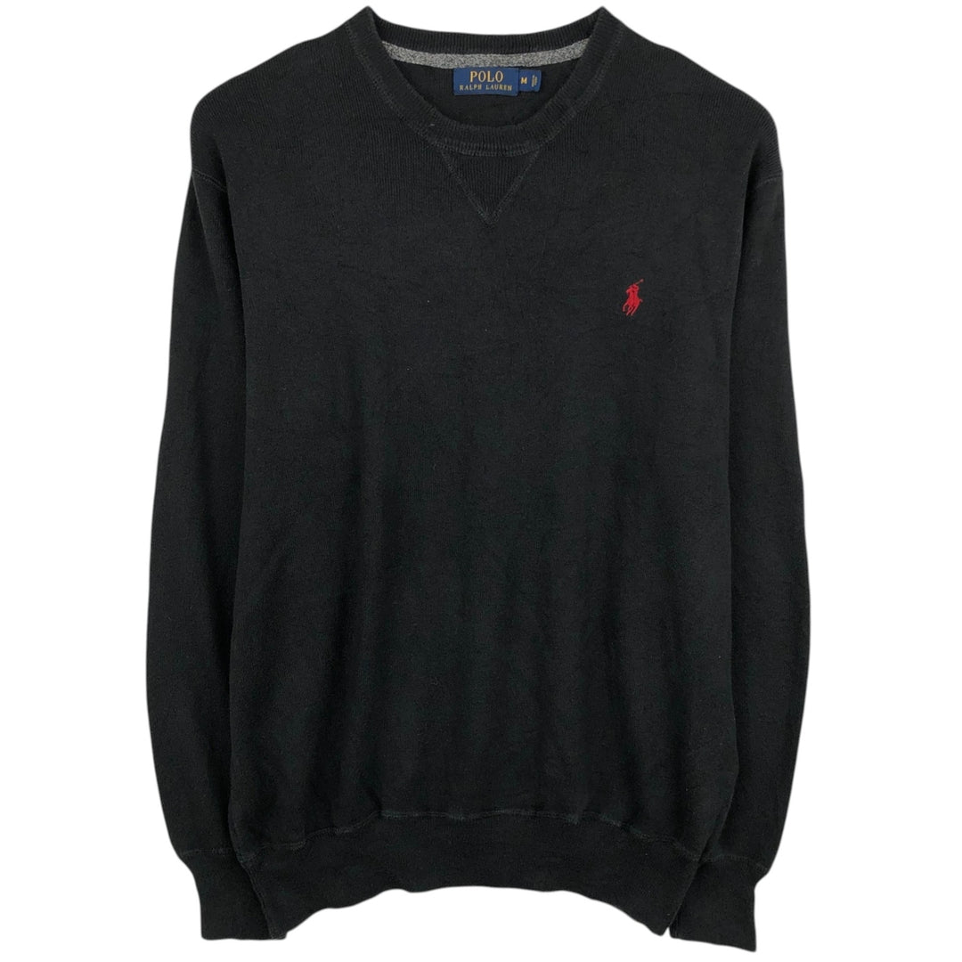 Ralph Lauren POLO RALPH LAUREN cotton knit sweater, men's size M cotton black type Vintage Second Hand