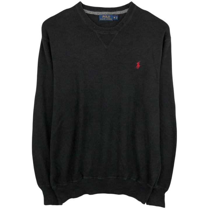 Ralph Lauren POLO RALPH LAUREN cotton knit sweater, men's size M cotton black type Vintage Second Hand