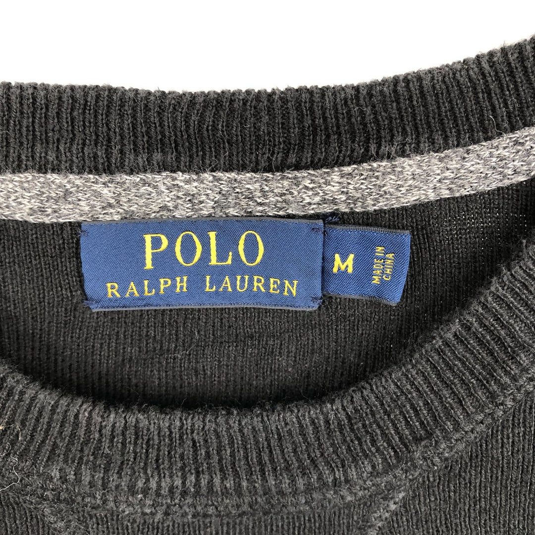 Ralph Lauren POLO RALPH LAUREN cotton knit sweater, men's size M cotton black type Vintage Second Hand