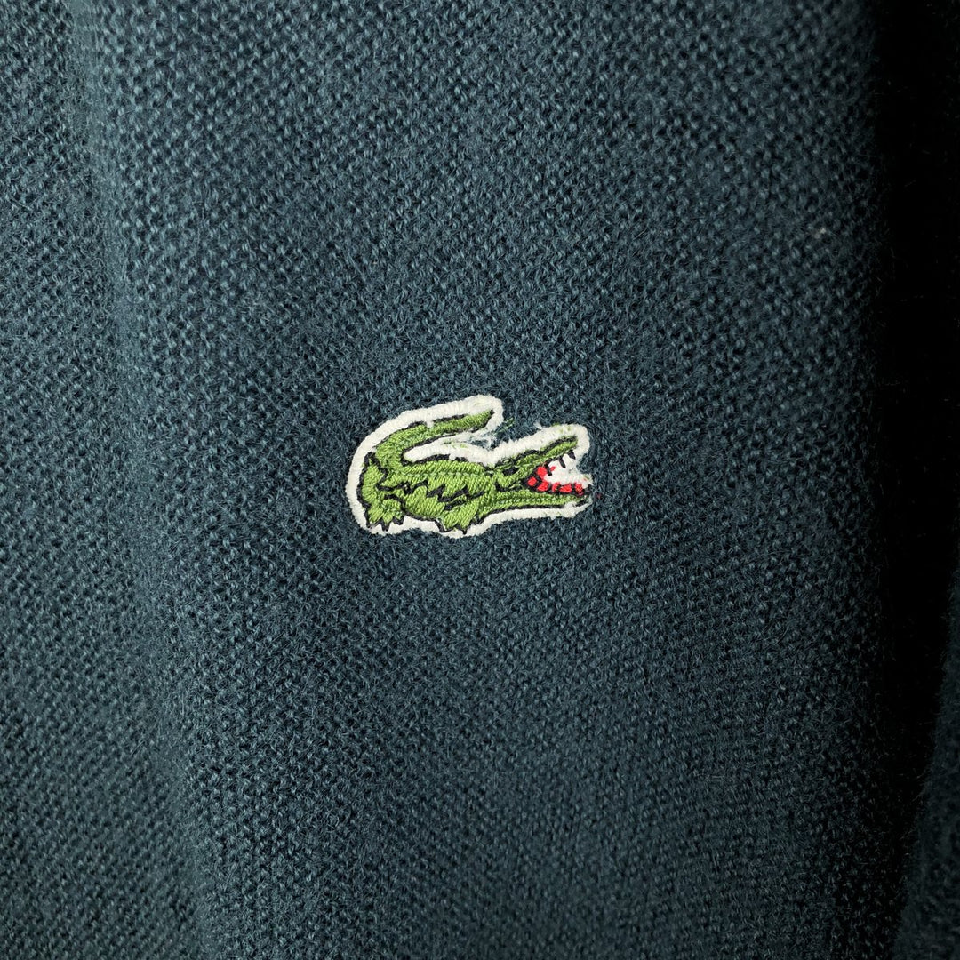 1980'S Lacoste IZOD V-neck cotton knit sweater, men's size M equivalent, vintage. unclear green type Vintage Second Hand