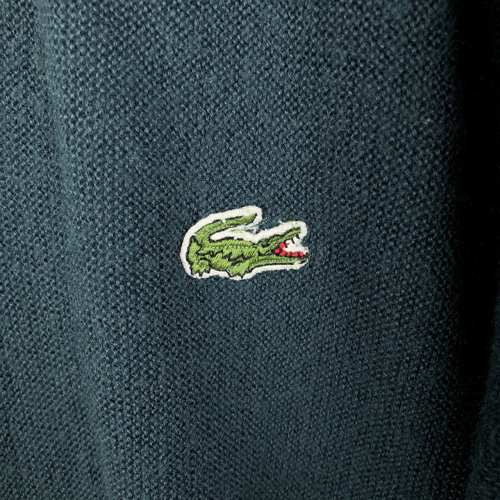 1980'S Lacoste IZOD V-neck cotton knit sweater, men's size M equivalent, vintage. unclear green type Vintage Second Hand