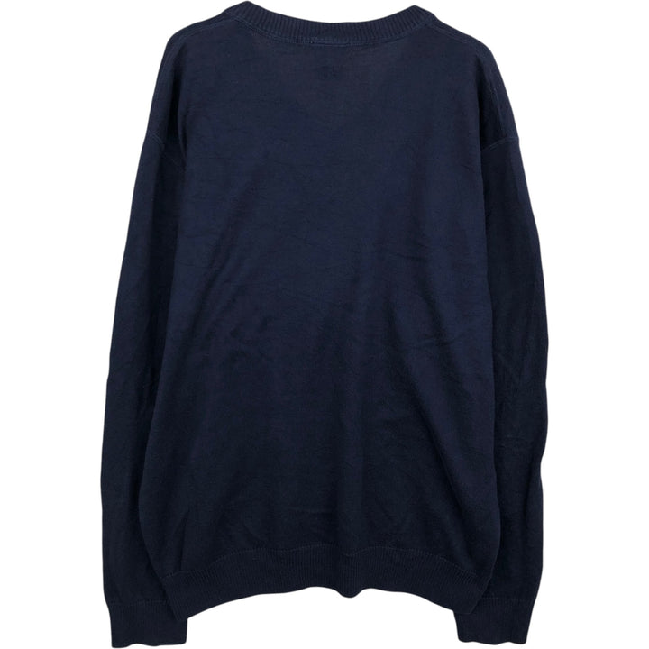 Lacoste V-neck cotton knit sweater, size 6, men's XL cotton navy blue type Vintage Second Hand