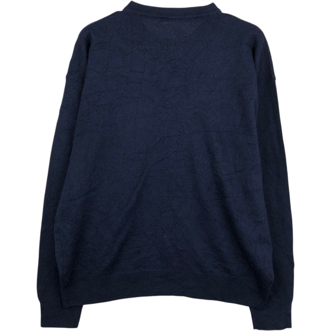 Lacoste V-neck acrylic knit sweater, men's size XL. unclear navy blue type Vintage Second Hand
