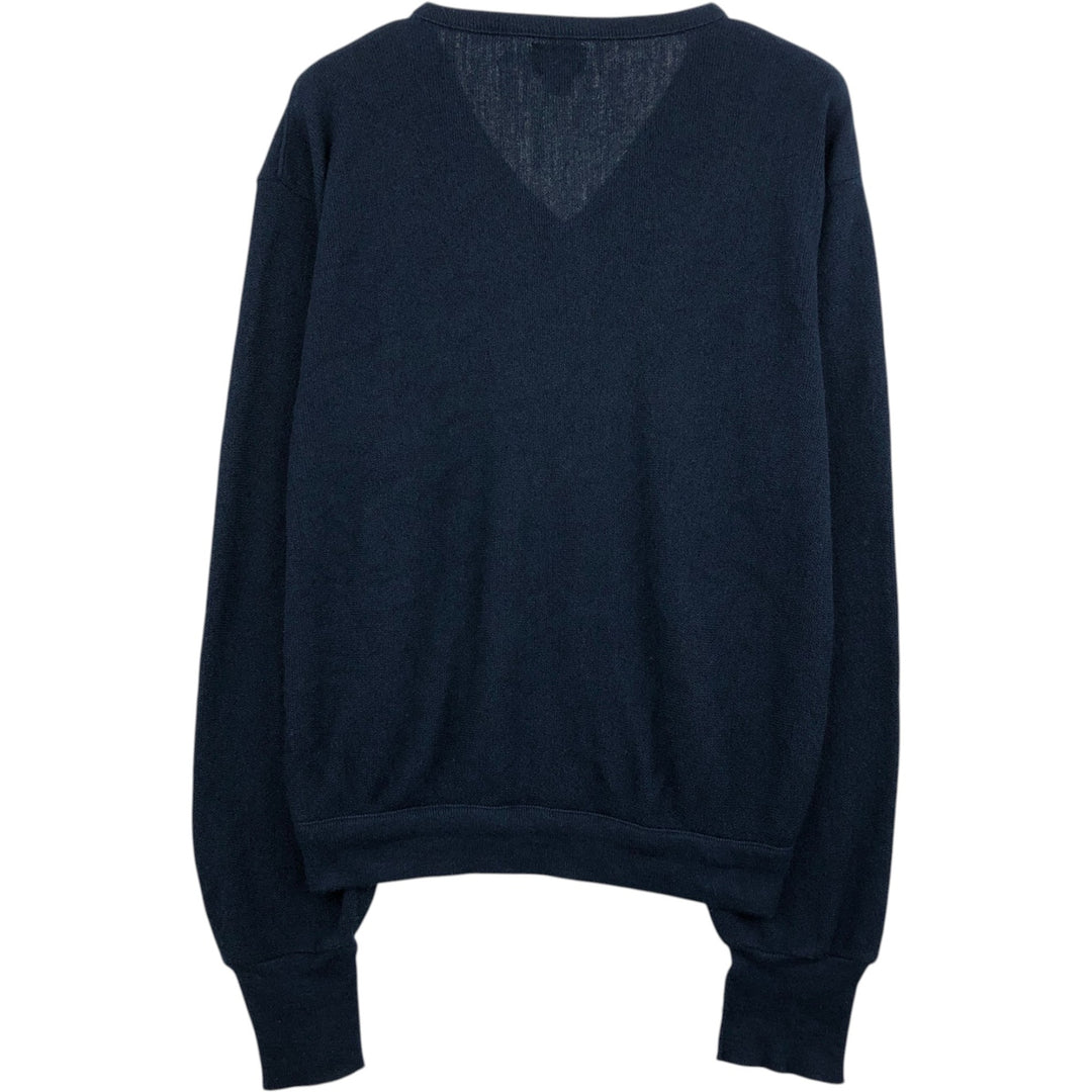 Lacoste IZOD V-neck acrylic knit sweater, made in the USA, men's size L equivalent. Oron Acrylic navy blue type Vintage Second Hand