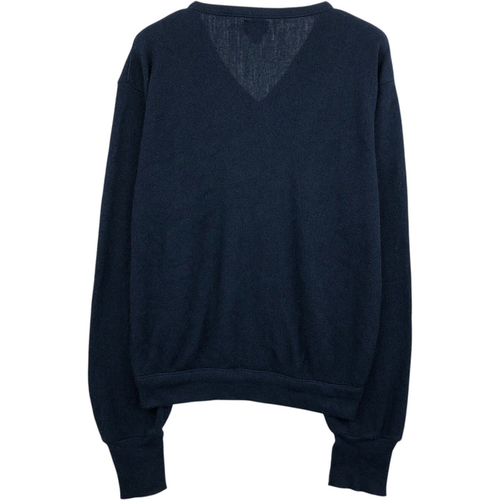 Lacoste IZOD V-neck acrylic knit sweater, made in the USA, men's size L equivalent. Oron Acrylic navy blue type Vintage Second Hand