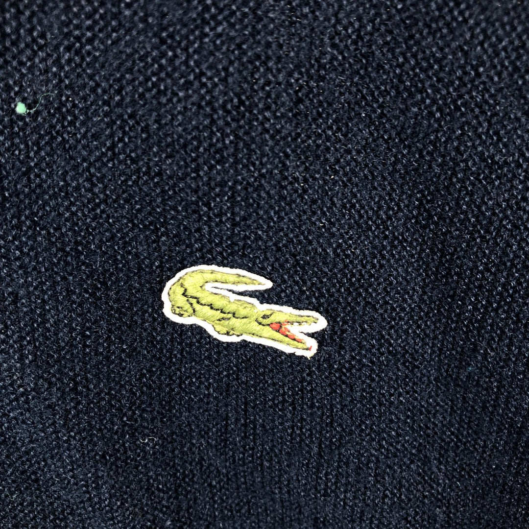 Lacoste IZOD V-neck acrylic knit sweater, made in the USA, men's size L equivalent. Oron Acrylic navy blue type Vintage Second Hand