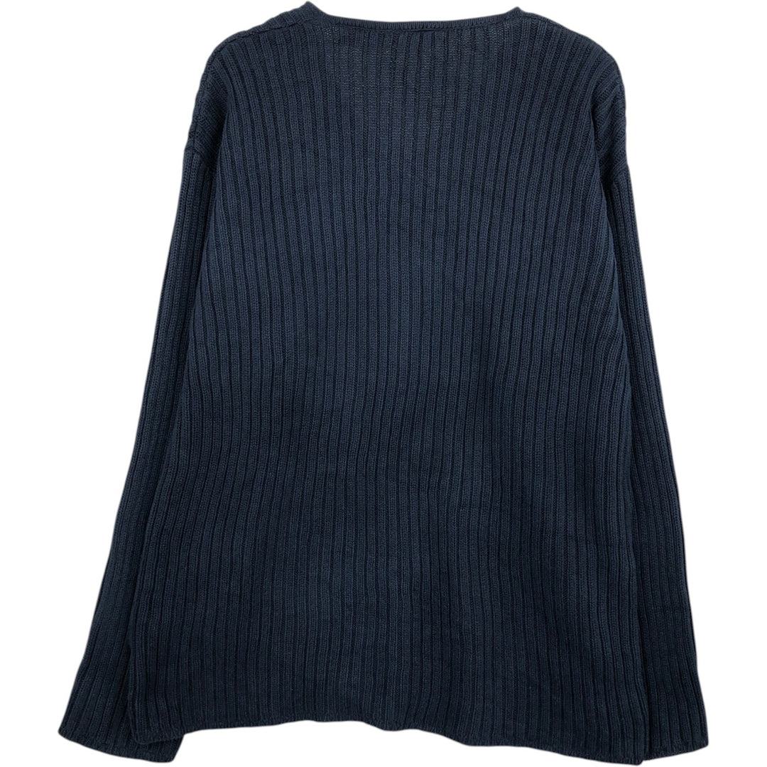 90s-00'S Donna Karan New York (DKNY) V-neck cotton knit sweater, men's size XL, vintage. cotton navy blue type Vintage Second Hand