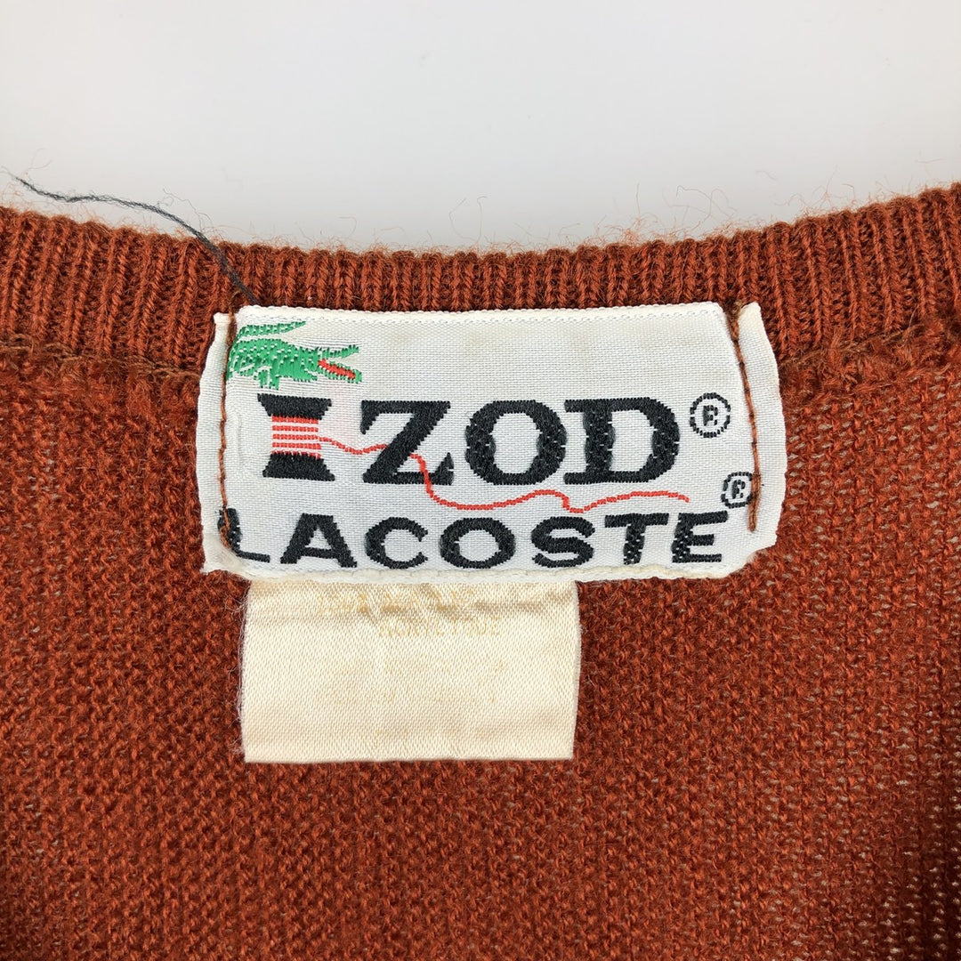 1970'S Lacoste IZOD Plain V-Neck Knit Sweater, Men's Size S (approx.), Vintage unclear brown type Vintage Second Hand