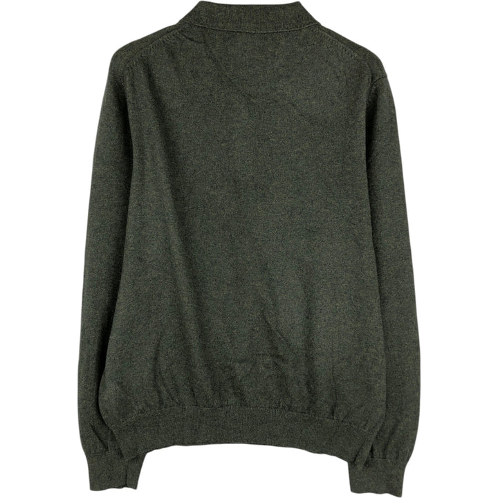 2000'S Eddie Bauer Polo Knit Sweater, Men's Size M (approx.) cotton Green type dark green Vintage Second Hand