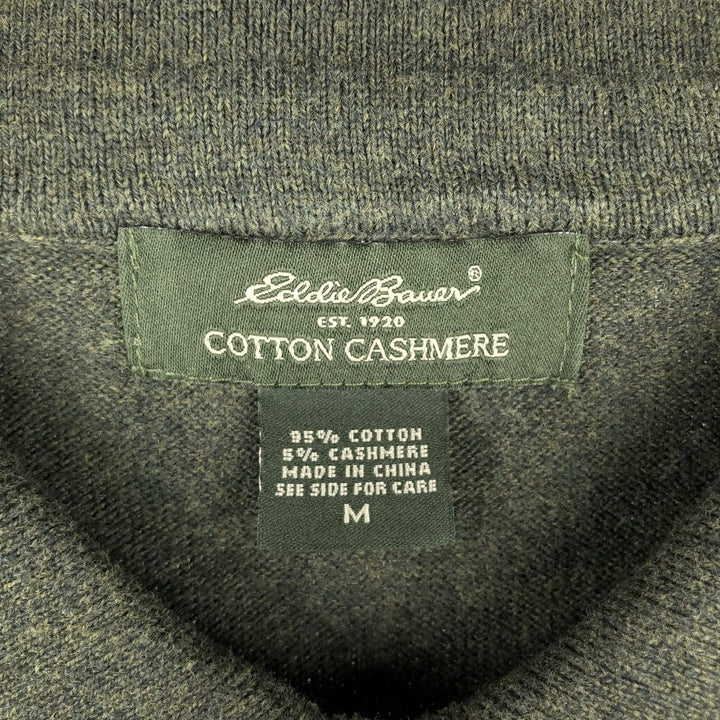 2000'S Eddie Bauer Polo Knit Sweater, Men's Size M (approx.) cotton Green type dark green Vintage Second Hand
