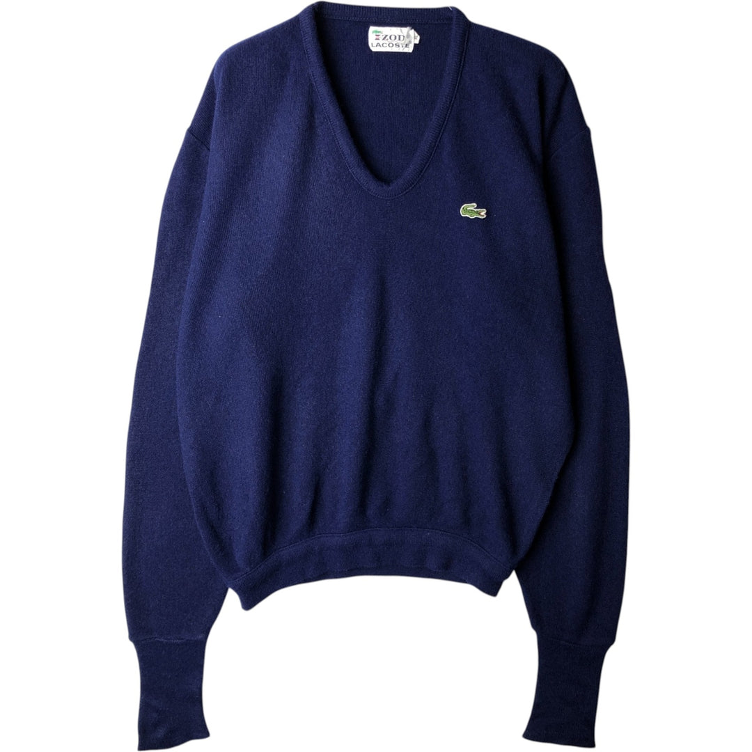 Vintage 1970'S Lacoste IZOD acrylic knit sweater, men's size XL unclear navy blue type Vintage Second Hand