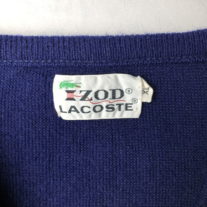 Vintage 1970'S Lacoste IZOD acrylic knit sweater, men's size XL unclear navy blue type Vintage Second Hand