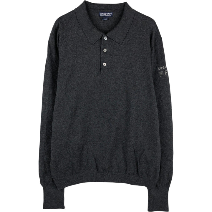 Lands' End polo knit sweater from the 2000s, men's size XL. cotton gray type Vintage Second Hand