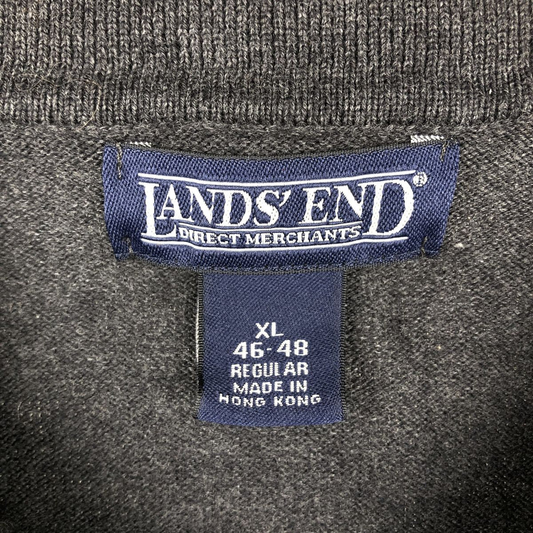 Lands' End polo knit sweater from the 2000s, men's size XL. cotton gray type Vintage Second Hand