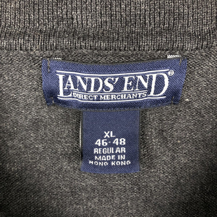 Lands' End polo knit sweater from the 2000s, men's size XL. cotton gray type Vintage Second Hand