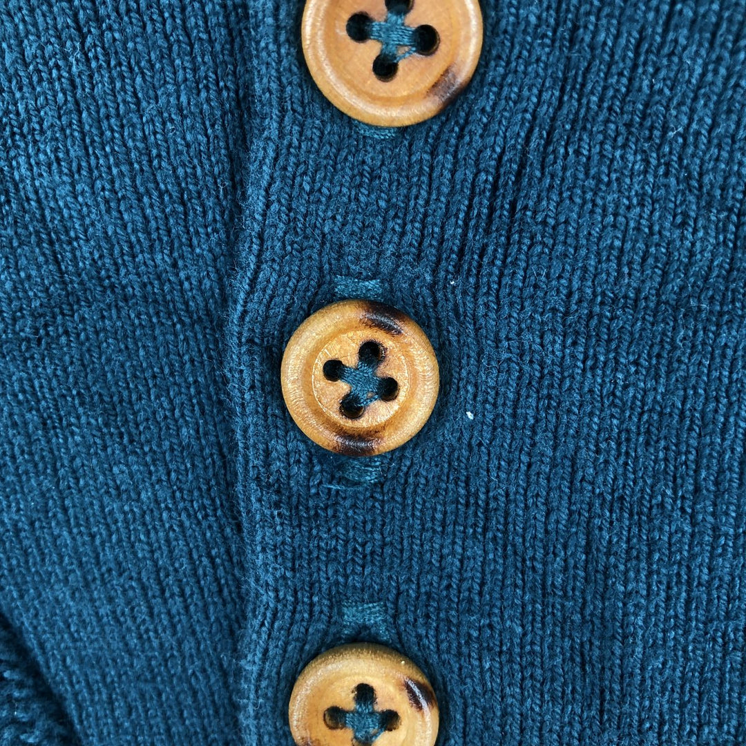 80s-90'S Lands' End Acrylic Knit Half-Button Sweater, Made in USA, Men's Size L (Equivalent), Vintage cotton turquoise blue Vintage Second Hand