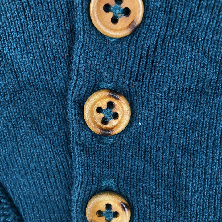 80s-90'S Lands' End Acrylic Knit Half-Button Sweater, Made in USA, Men's Size L (Equivalent), Vintage cotton turquoise blue Vintage Second Hand