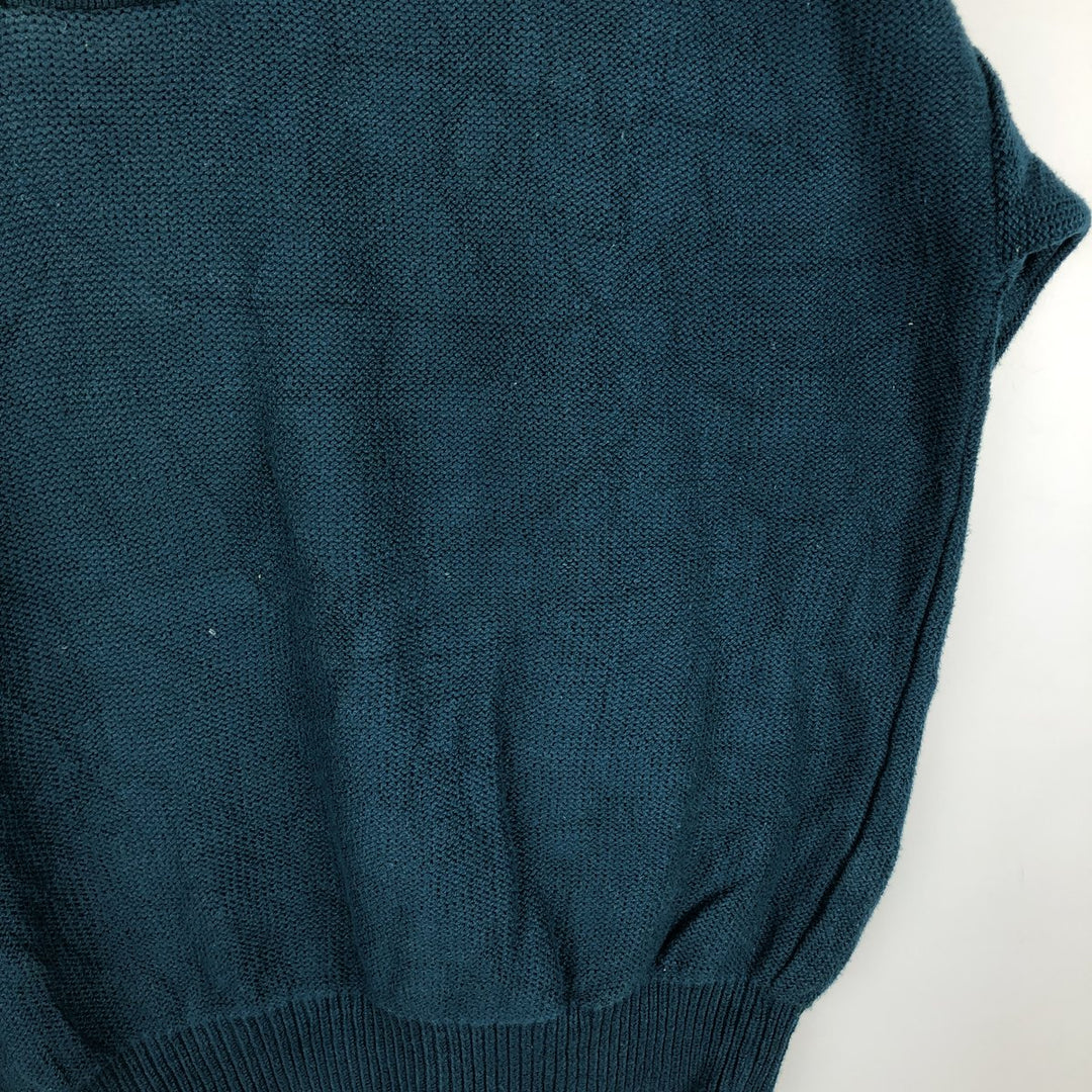 80s-90'S Lands' End Acrylic Knit Half-Button Sweater, Made in USA, Men's Size L (Equivalent), Vintage cotton turquoise blue Vintage Second Hand