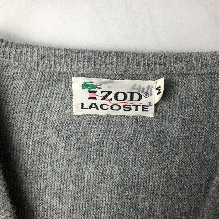 Lacoste IZOD V-neck acrylic knit sweater, men's size M (approx.) Oron Acrylic gray type Vintage Second Hand