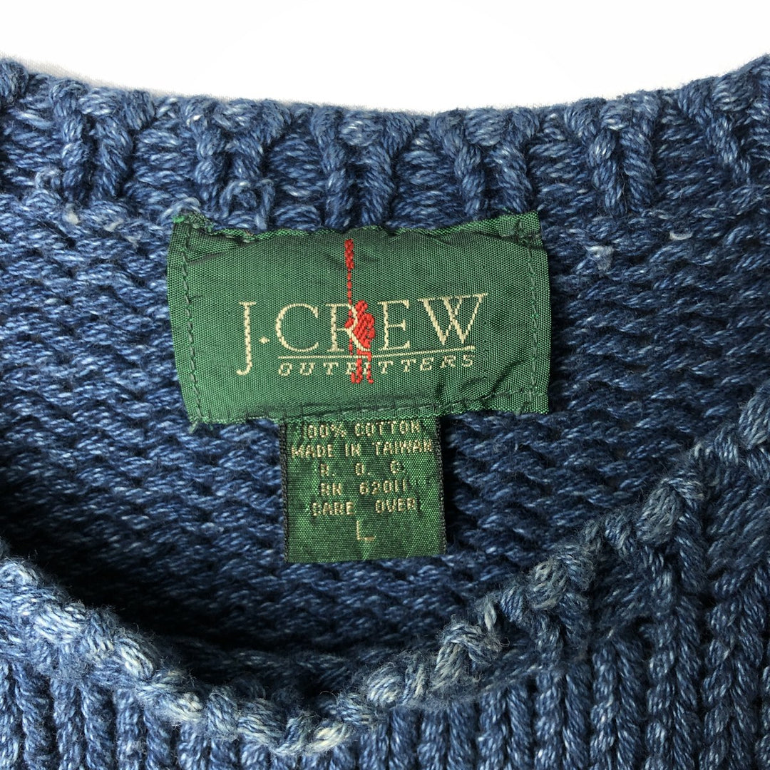 90'S J.Crew Cotton Knit Sweater, Men's Size L (approx.), Vintage cotton blue type Vintage Second Hand