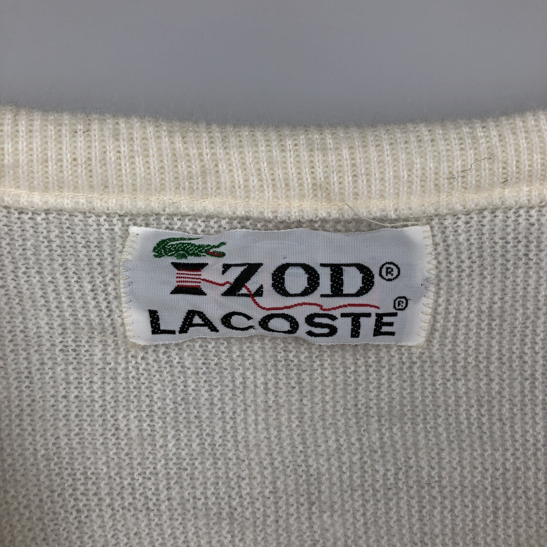 1970'S Lacoste IZOD V-neck knit sweater, made in USA, men's size XL equivalent, vintage. acrylic unbleached Vintage Second Hand