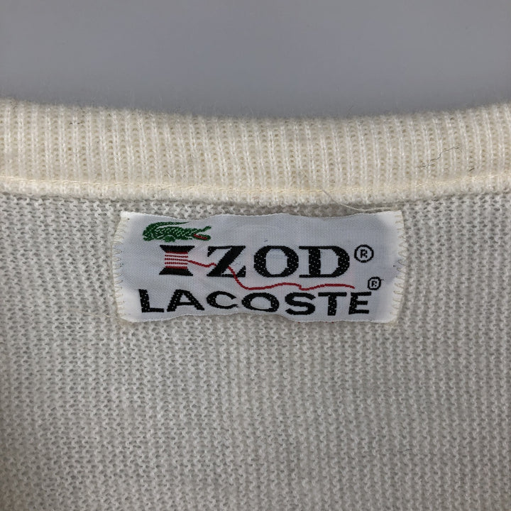 1970'S Lacoste IZOD V-neck knit sweater, made in USA, men's size XL equivalent, vintage. acrylic unbleached Vintage Second Hand