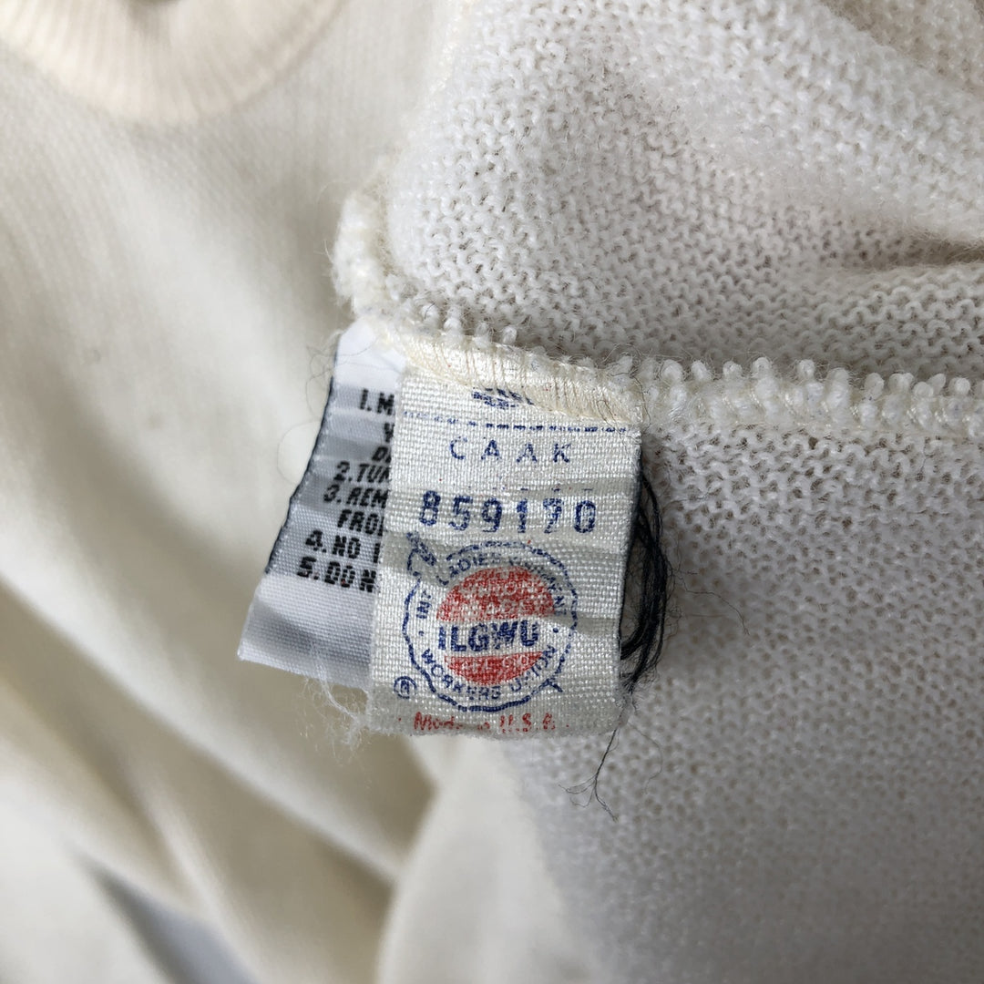 1970'S Lacoste IZOD V-neck knit sweater, made in USA, men's size XL equivalent, vintage. acrylic unbleached Vintage Second Hand