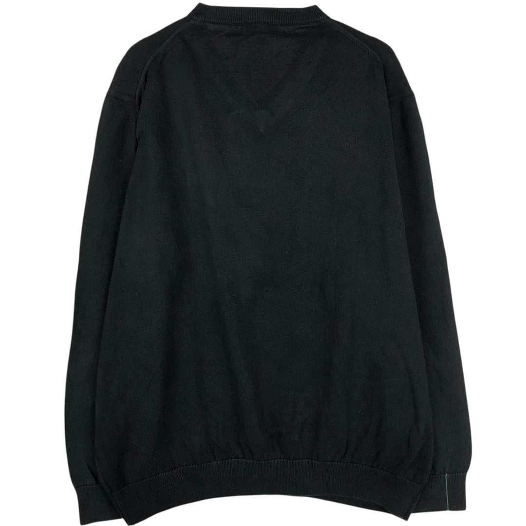 Lacoste CLASSIC FIT V-neck Cotton Knit Sweater, Size 7 (Men's XXL equivalent) cotton black type Vintage Second Hand