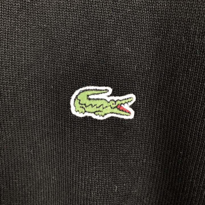 Lacoste CLASSIC FIT V-neck Cotton Knit Sweater, Size 7 (Men's XXL equivalent) cotton black type Vintage Second Hand