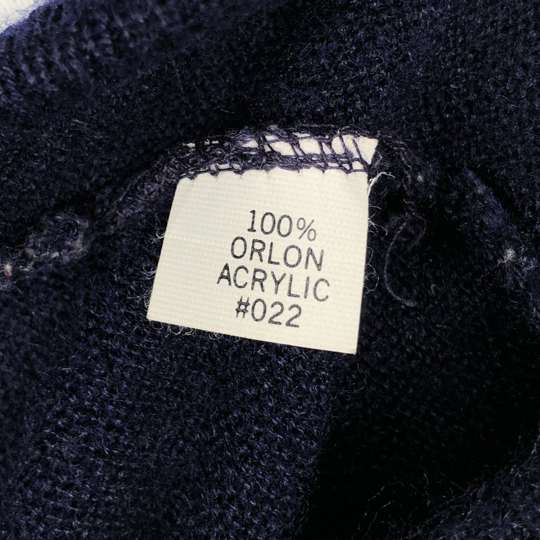 Vintage 70s-80'S Lacoste IZOD V-neck acrylic knit sweater, made in USA, men's size M equivalent. Oron Acrylic navy blue type Vintage Second Hand