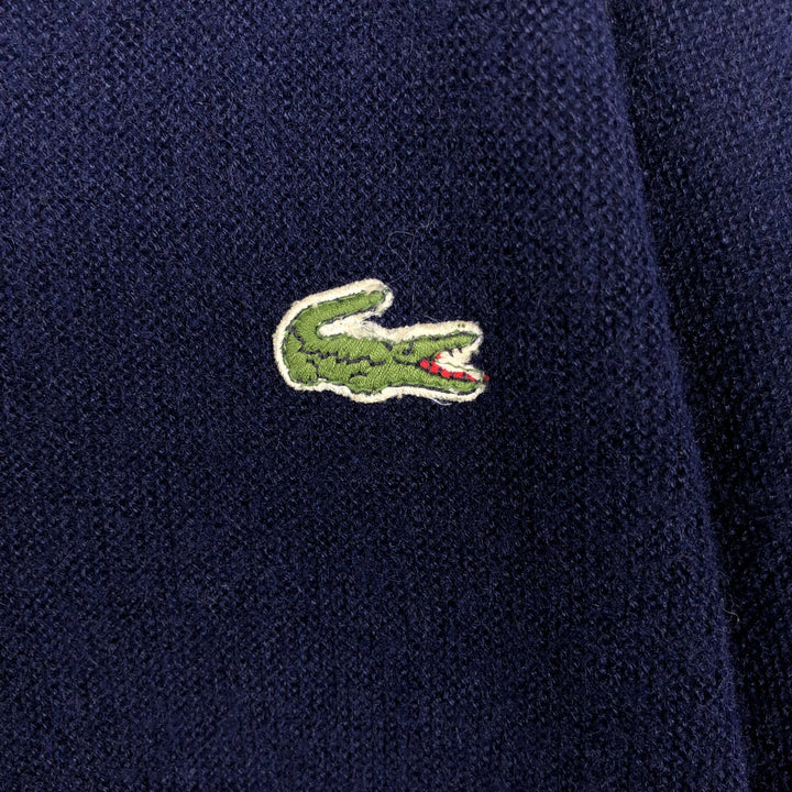Vintage 70s-80'S Lacoste IZOD V-neck acrylic knit sweater, made in USA, men's size M equivalent. Oron Acrylic navy blue type Vintage Second Hand