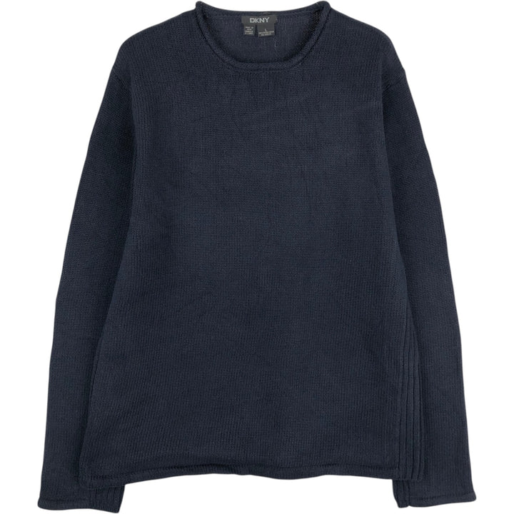 2000'S Donna Karan New York (DKNY) Roll Neck Cotton Knit Sweater, Men's Size L (approx.) cotton black type Vintage Second Hand