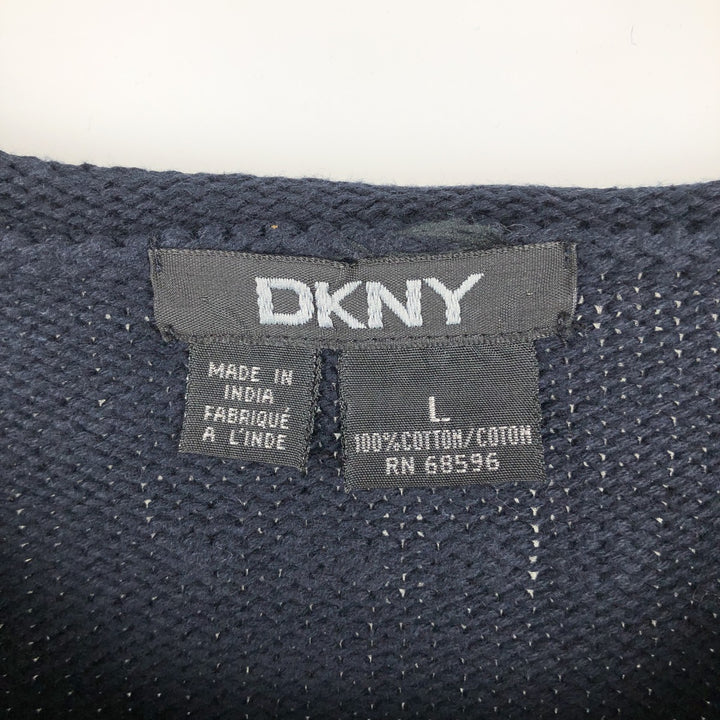 2000'S Donna Karan New York (DKNY) Roll Neck Cotton Knit Sweater, Men's Size L (approx.) cotton black type Vintage Second Hand