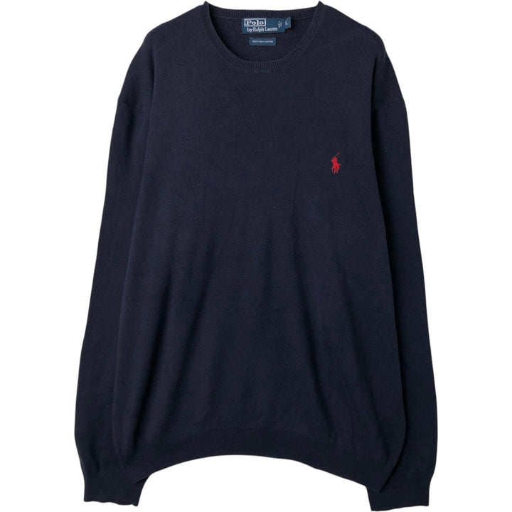 Ralph Lauren POLO by Ralph Lauren Pima Cotton Knit Sweater, Men's Size L Pima Cotton navy blue type Vintage Second Hand