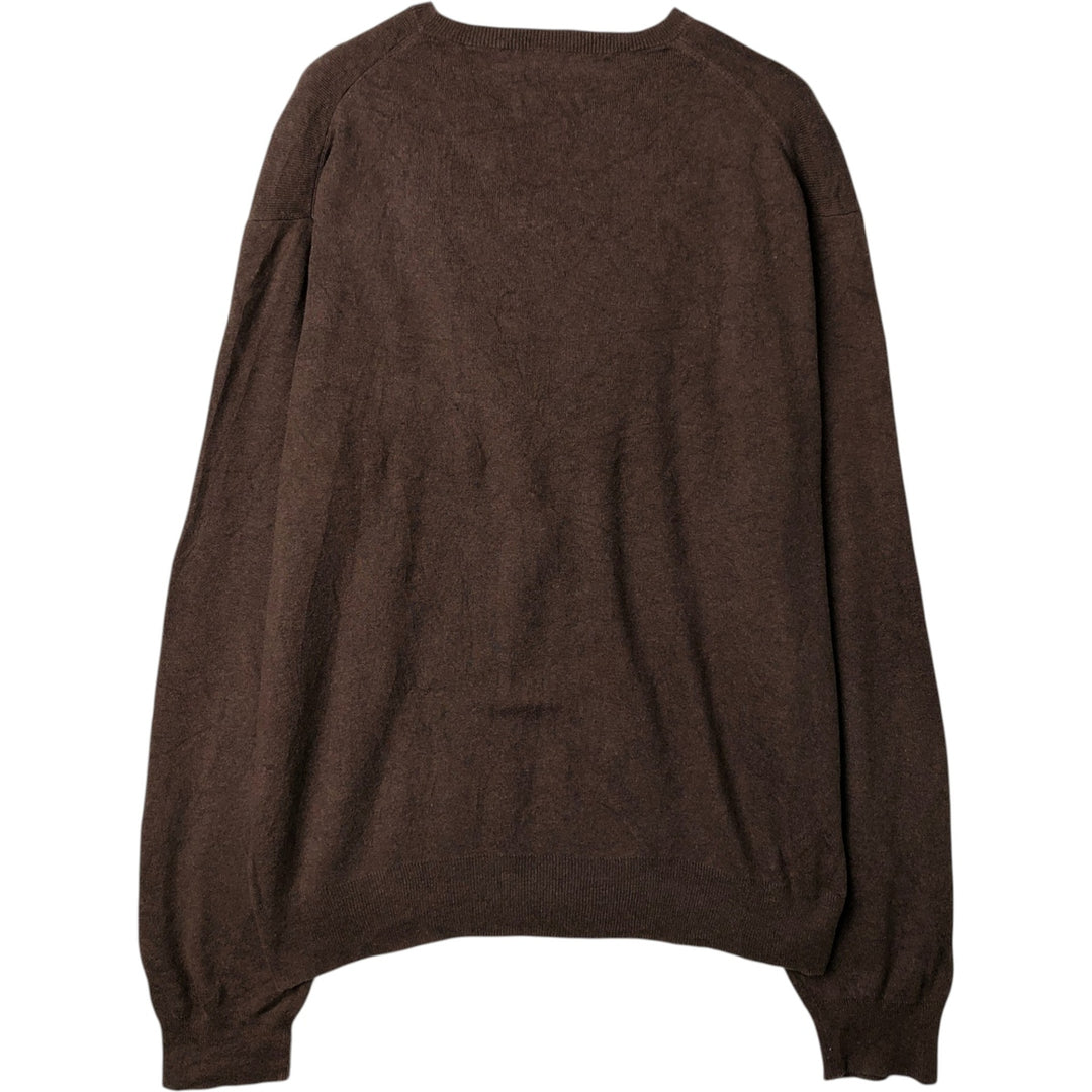 Ralph Lauren POLO by Ralph Lauren V-neck Pima cotton knit sweater, men's size L Pima Cotton brown type Vintage Second Hand