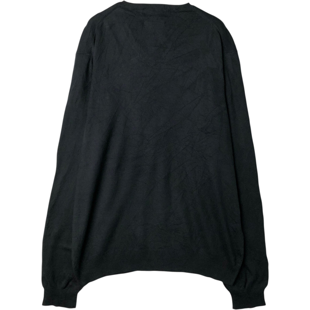 Ralph Lauren POLO by Ralph Lauren V-neck Pima cotton knit sweater, men's size XL Pima Cotton black type Vintage Second Hand