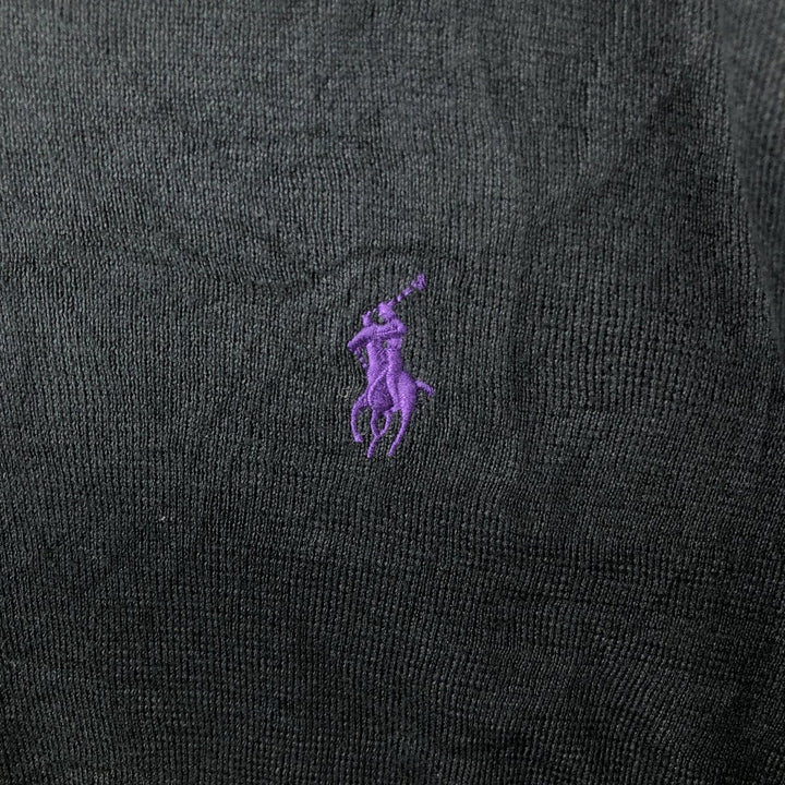 Ralph Lauren POLO by Ralph Lauren V-neck Pima cotton knit sweater, men's size XL Pima Cotton black type Vintage Second Hand