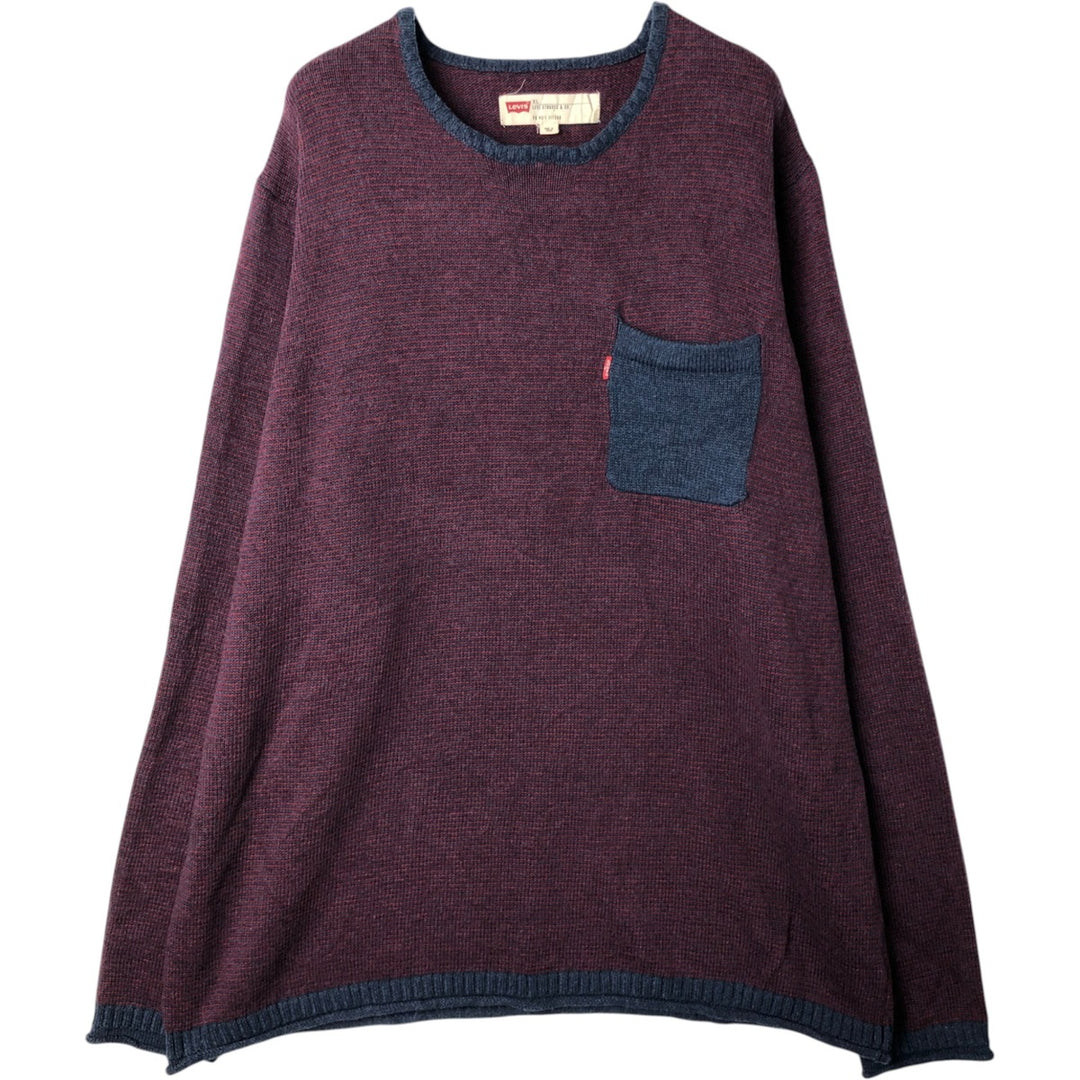 Levi's Cotton Knit Sweater, Men's Size XL cotton red type Vintage Second Hand