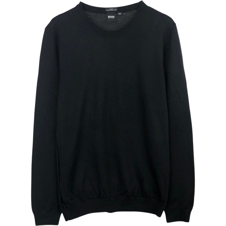 Hugo Boss Slim Fit Finest Italian Yarn Wool Knit Sweater, Men's Size L (approx.) wool black type Vintage Second Hand