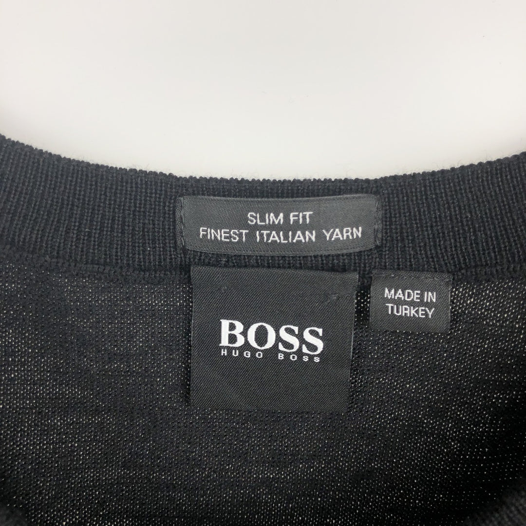 Hugo Boss Slim Fit Finest Italian Yarn Wool Knit Sweater, Men's Size L (approx.) wool black type Vintage Second Hand